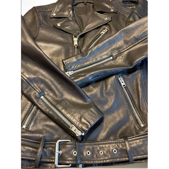 AllSaints Black Sheep Leather Moto Jacket - Picture 3 of 5
